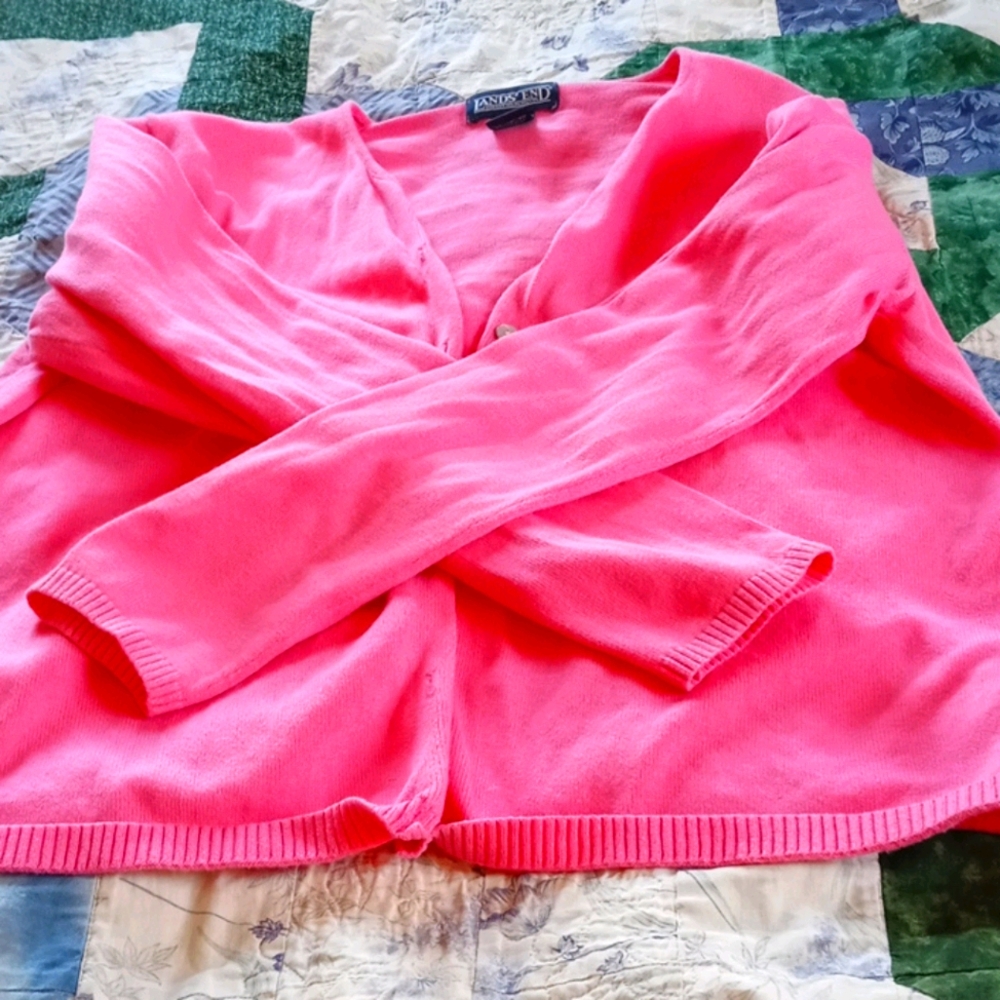 Lands end pink cardigan